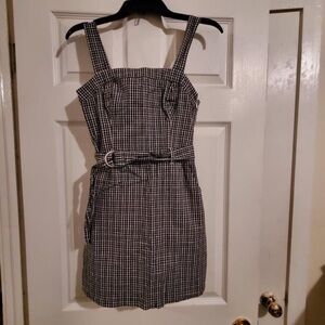 Gray and Black Sheath Mini Dress with Square Neck